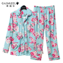 Song Riel sweet printing new winter pajamas Ms long sleeved cotton tracksuit suits Rain Man Creek
