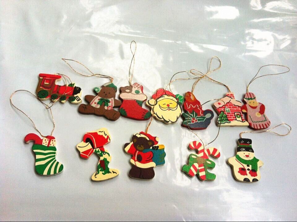12pcs small wooden hanging christmas tree ornament decor 12pcs small wooden hanging christmas tree ornament decor