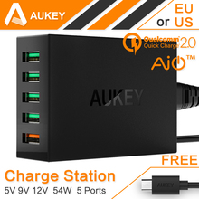 Aukey 54W 5 Ports USB Wall Charger (AIPower 5V/7.2A+Quick Charge 12V/1.5A 9V/2A 5V/2A; Included an 20AWG 3.3FT Micro USB Cable)