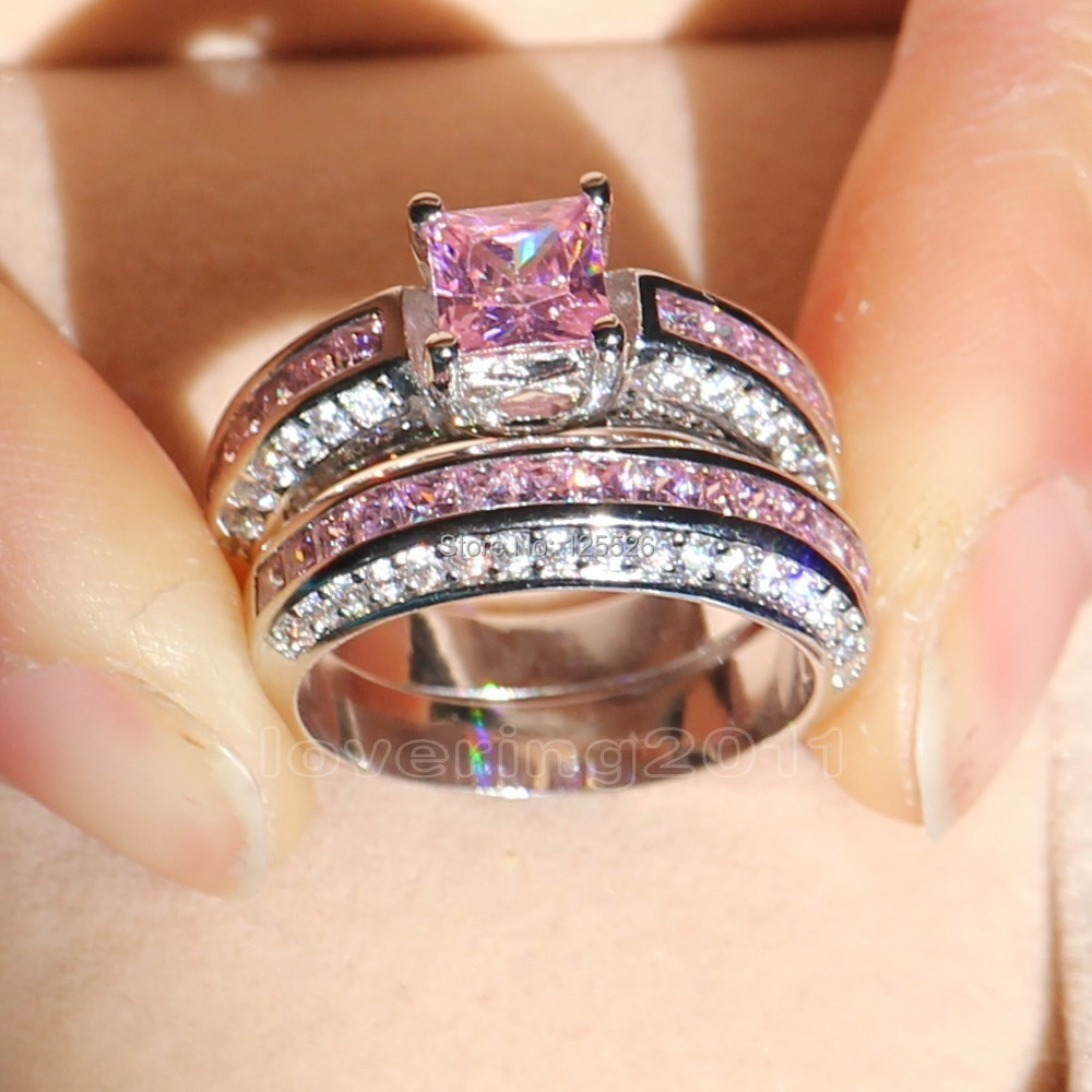 Victoria Wieck Princess Cut Pink Sapphire Simulated Diamond 10kt