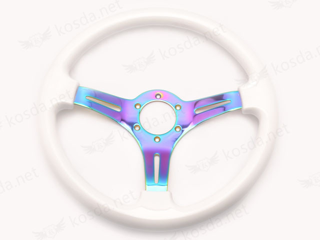 ABS Steering Wheel White + Rainbow Spoke 1