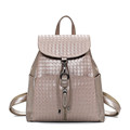 Front Patch Pocket New Fashion Casual Knitting Backpack Women Korean Style Large Capacity Solid Color Drawstring