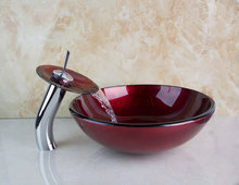 Hot Sale Glass Faucet Construction & Real Estate Bathroom Vessel With Pop Up Drain Glass Basin Sink Set