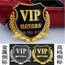 2Pcs/Lot VIP car stickers car window door car flag stick side mark of auto parts, metal wheat VIP car stickers, free shipping