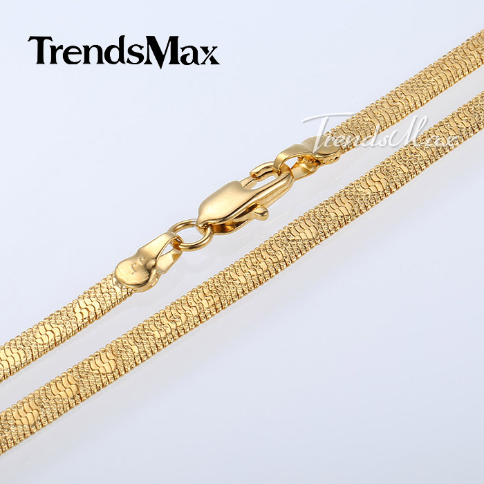 4mm MENS Chain Womens PATTERNED Letter I Love You Snake HERRINGBONE Necklace Gold Filled Necklace Trendy