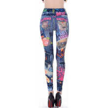 Promotion Stretch Slim Fit Pants Women Leggings Skinny for Girl Fake Jean Floral Print Pattern Ankle