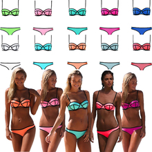 2015 Hot sale Triangle Bikinis Swimwear Padded Women New Neoprene Bikini Swimsuit Push Up High Quality