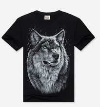 Novelty Mens T Shirt Summer 2014 O-neck Short Sleeve 3D Wolf Pattern Print Shirt Top Size S,M,L,XL,XXL,XXXL