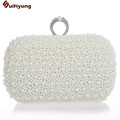 Hot Style Women s Beaded Handbag Bridal Duplex Full Pearl Diamond Ring Clutch Purse Chain Evening