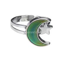 New 2014 Women’s Summer Fashion Jewelry Moon and Star Shape Color Change Mood Ring Emotion Feeling Changeable Band Adjustable