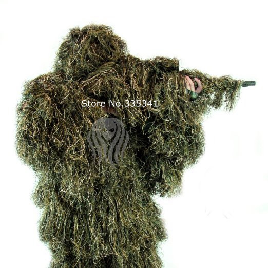 Brand 2015 green CS Ghillie suit grass stealth camouflage suit net Sniper tactical military