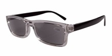 Free Shipping FR003 Clear Plastic Frame Black Arms Grey Tinted Readers Reading Glasses W case
