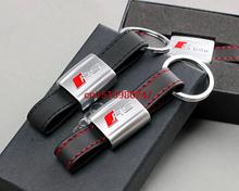 Genuine Leather Car Keychain Key Chains Rings Fob Fits for Audi Car Sline RS Logo Keyring