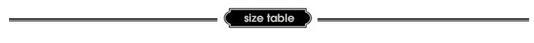 size table