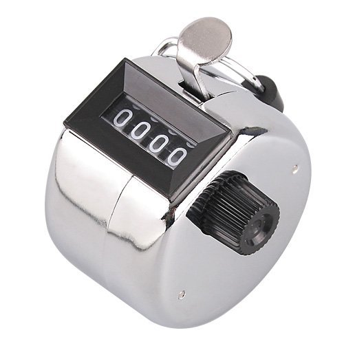 Hand Tally Click Counter with 4 Digital Number Finger Display Silver