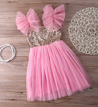 New Bling Pinks Princess Children Baby Girls Clothing Dress Party Tulle Tutu Sequined Ball Gown Fancy Dresses Girl 2-7Y