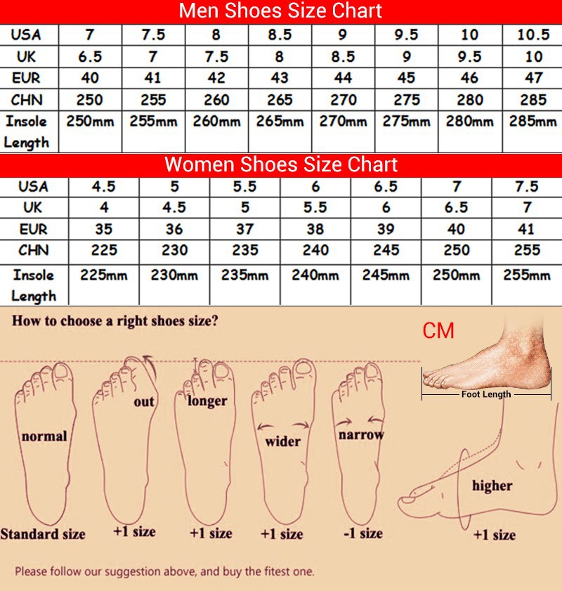 Men Basketball Shoes Size Chart