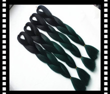 Braiding hair Black &Emerald Green Two Tone 24″ pression Jumbo Synthetic Braiding hair, Ombre Kanekalon Braiding hair Extensions