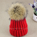 New parent child girl female cute spring autumn winter Knitted Hat Lady 13CM raccoon big fur