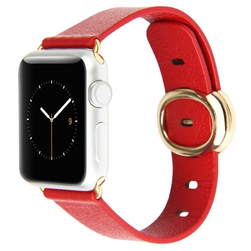 Red Band 38mm Baseus Modern Series Classic Buckle Genuine Leather Watchband for Apple Watch