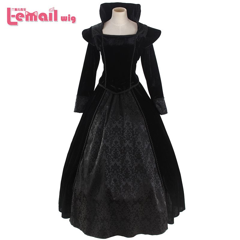 Free Shipping Custom-made Western style Black Lolita Gothic Punk Dress Medieval Victorian Dress Queen Halloween Costumes