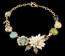 New Design 2015 Fashion Jewelry Graceful Imitation pearls flower Pendant Necklace