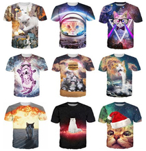 Harajuku tops Space Cat/ Cat Explosion T-Shirt astronaut kitty galaxy 3d t shirt Summer Style Fashion tees women men 18 style