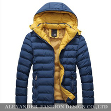 Free Shipping 2014 Fashion Winter Down Jacket Men Thermal Cotton padded Overcoat Casual Men s Hooded