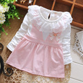 new 2016 spring autumn lace turn down collar baby girls dress cute faux 2pcs newborn Strap