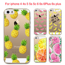 Fruit Pineapple Lemon Banana Fashion Soft Silicon Transparent Thin Case Cover For Apple iPhone 4 4S 5 5S 5C 6 6S 6Plus 6s Plus