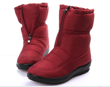 2015 Winter snow boots women’s medium-leg boots flat slip-resistant thermal winter shoes maternity cotton-padded winter boots