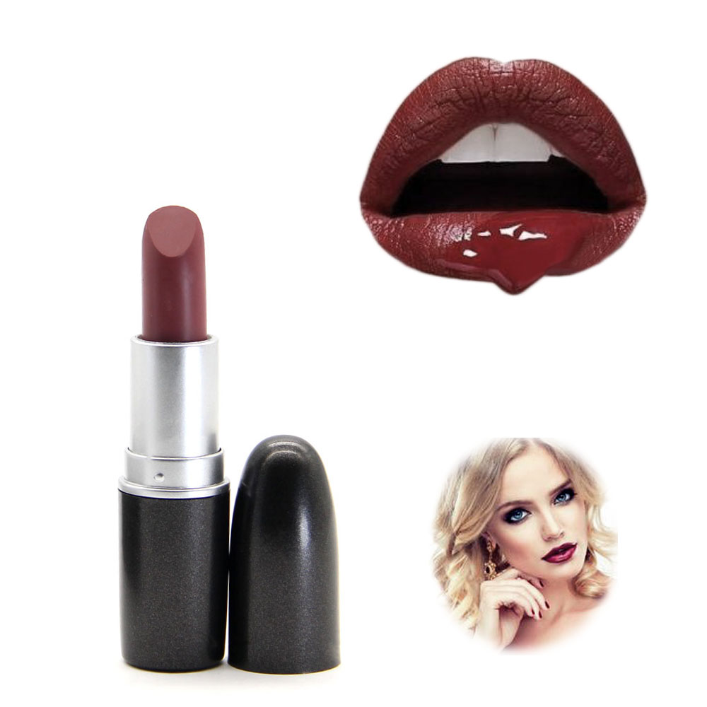 1 Pcs hot selling dark purple famous brand longlasting beauty matte lipsticks professional makeup lip stick cosmetic batom