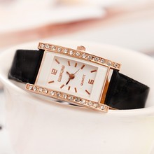 Venta al por mayor 2015 nuevo estilo rectángulo Dial mujeres reloj de diamantes relojes generoso cuarzo vestido reloj Relogio