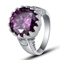 Free Shipping Unisex Rings Purple Amethyst 925 Silver Ring Size 6 7 8 9 10 Round Cut New Fashion Jewelry Gift Wholesale