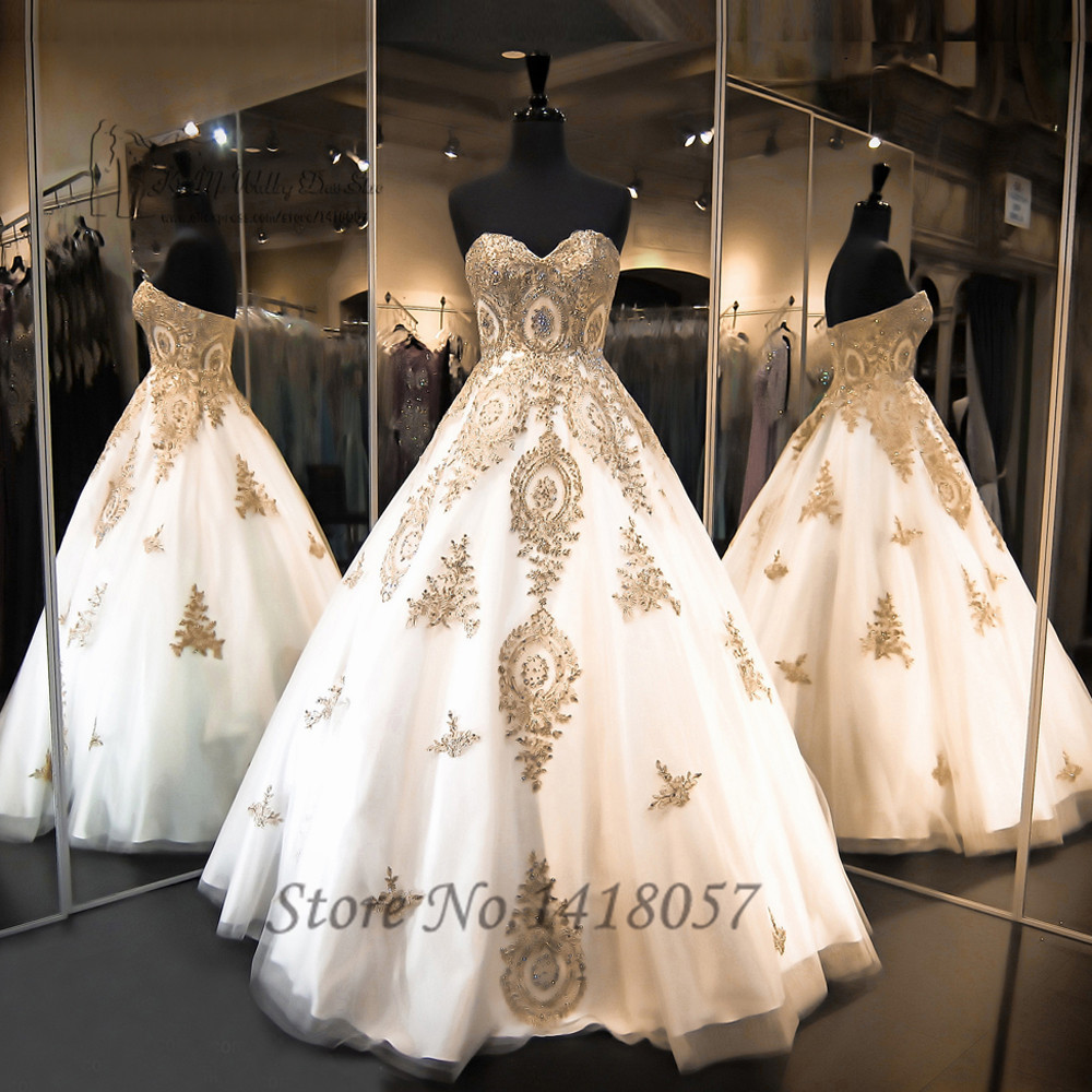 wedding dress white gold