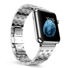 For Apple Watch Luxury 316L Stainless Steel Band Classic Double Button Metal Clasp Bracelet iWatch Wrist Strap