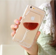 Hot sale Red Wine Cup Liquid Transparent Case Cover For Apple iPhone 4 4S 5 5S
