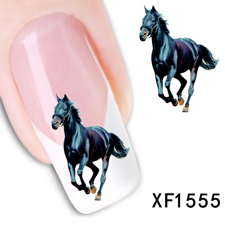 1 Pcs Horse Design New Arrival Water Transfer Nail Art Stickers Decal Free Shipping