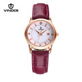 Vinoce fashion ladies diamond watch luxury brand waterproof calendar display simple and stylish leather strap Relogiob6258