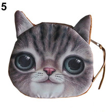 Novelty Girl 2015 Brand New Fashion Cartoon Cute Cat Face Zipper Case Coin Case Purse Wallet