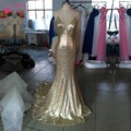 Mermaid Long Gold Sequins Evening Dress Fashion Backless Formal Evening Gown Prom Dresses vestido de baile