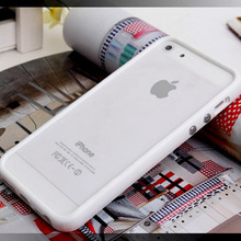 TPU Rubber Bumper Frame Cover with Metal Button For iPhone 4 4S 5 5G 5S Without
