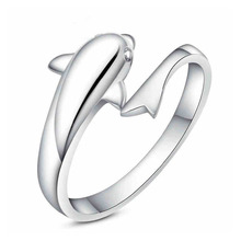 Hot 925 Sterling Fashion Silver Lady Open Ring Finger Fox Dolphoin Angel Wing