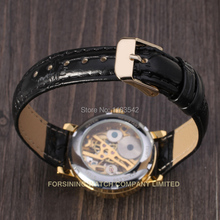 Winner Women s Watch Mechanical Hand wind Fashion Casual Leather Strap Analog Crystal Brand Wristwatch Color