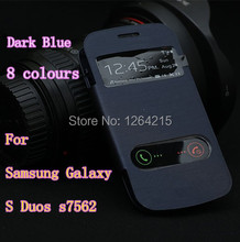 View case Two Open Window Flip Leather Back Cover Battery Housing Case For Samsung Galaxy Trend Duos S7562 S7560