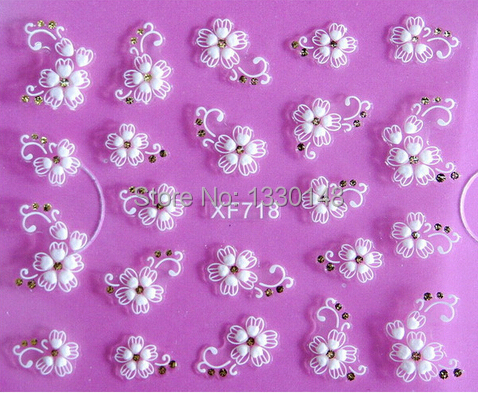 Best DIY Nail Beauty Materials 3D White Flower Nail Sticker art decorations manicure adesivo de unha
