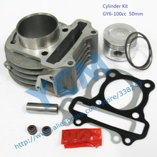 (6 pcs a lot) Cylinder Kit for GY6 100cc Scooter Engine 50mm with Piston Kit Moped 4 stroke 1P39QMB Free Shipping