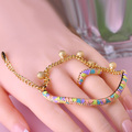 Dubai Jewelry Sets Enamel Esmaltes Bracelets Ring Lobster Clasp Round Gold Balls Pulseira Colorful Anneau Braut