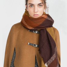 za Brand Winter 2016 Tartan Scarf Plaid Scarf New Designer Unisex Acrylic blankets Shawls Women’s big size Scarves