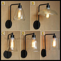 American bedroom bedside lamp single head glass hotel restaurant parlor backdrop wall lamp vintage black right